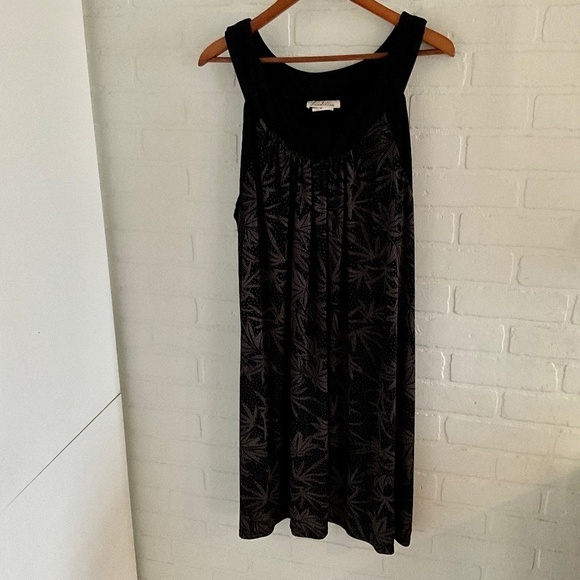 Vintage Printed Flowy Mini Dress Floral Stretch Black/lavender Plus Size 22W - Picture 2 of 7